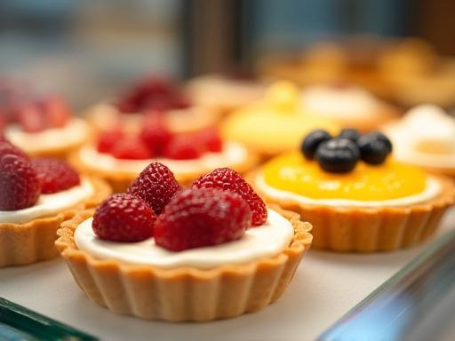 ショーケースに並んだ季節のペストリー